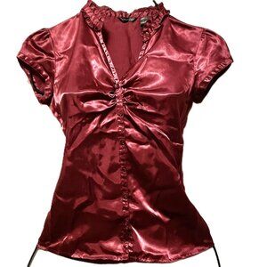 Maurice's Burgundy Button Up Shirt Size XS